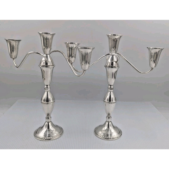 Pair Raimond Sterling Silver Candelabra Candlesticks Weighted Convertible 4 Way - Picture 1 of 14